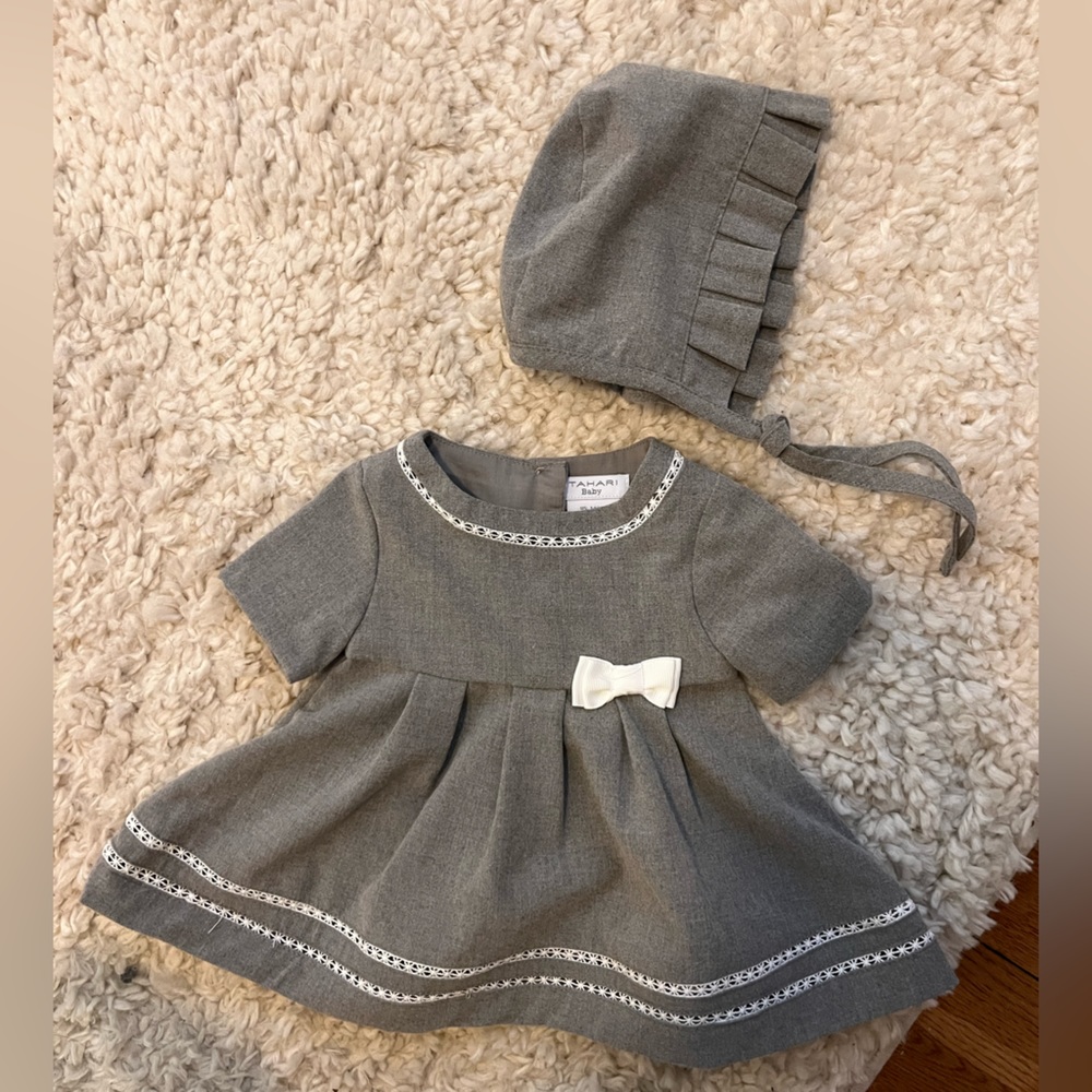 Tahari Baby dress with bonnet